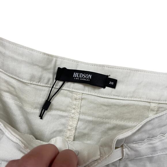Hudson Pleated Paper Bag Waist Shorts Linen Blend Beige Womens Size 26 High Rise - Picture 3 of 7